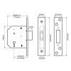 2101 5 Lever Mortice Deadlock Satin Brass Finish 65mm 2.5In Box