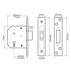 2101 5 Lever Mortice Deadlock Satin Brass Finish 65mm 2.5In Box