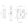 Es-Sl Polished Brass Essentials 3 Lever Mortice Sash Lock Visi 65mm 2.5In