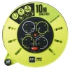 Masterplug 10m 4 Socket Medium Cassette Reel, Switch + LED