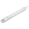 Masterplug 13A 6 Gang 2m Surge Protected Extension Lead White + 2 X USB (2.1A) White